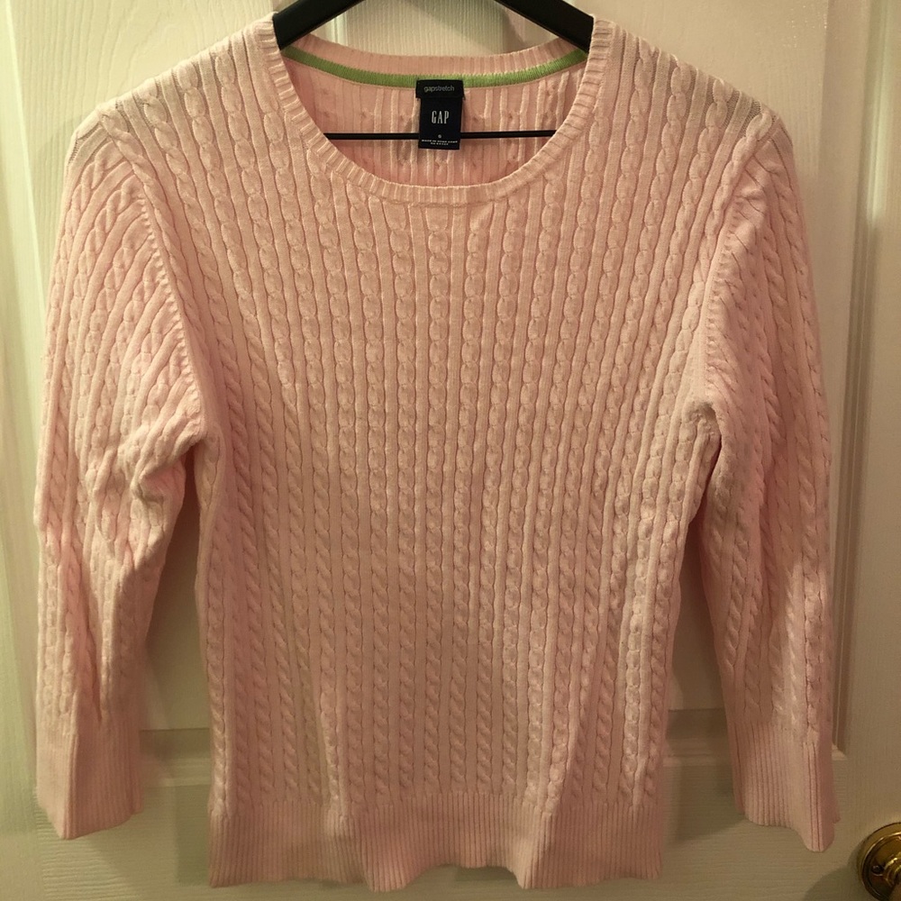 Pale pink cable knit sweater